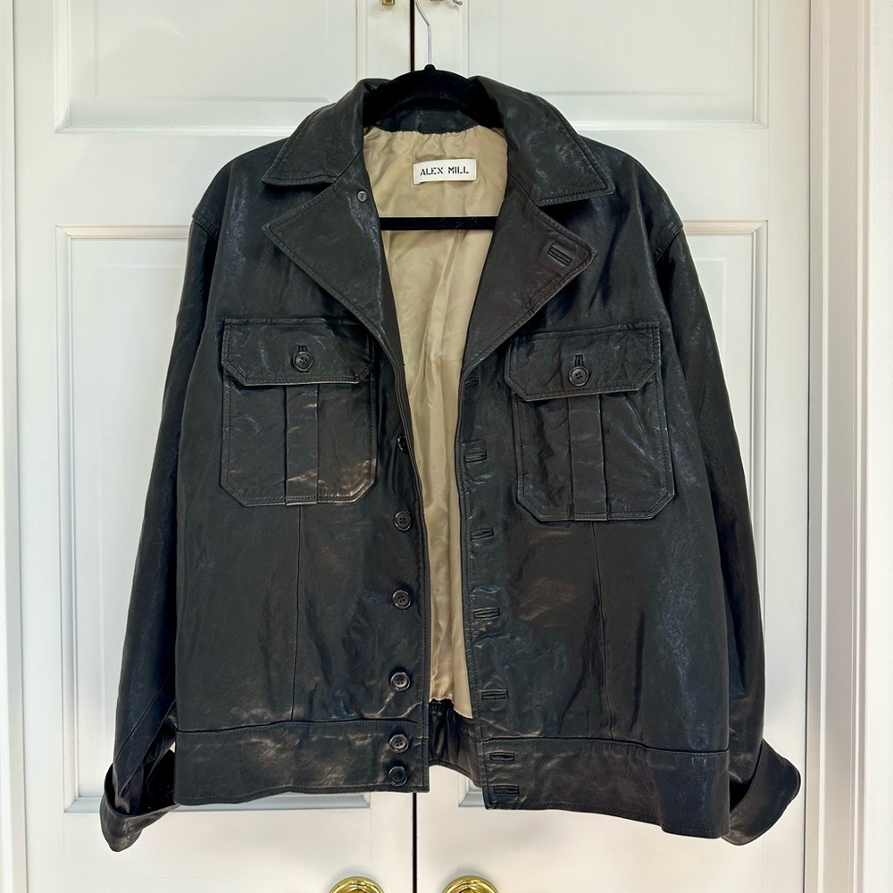 Alex Mill Black Leather Jacket with Pockets